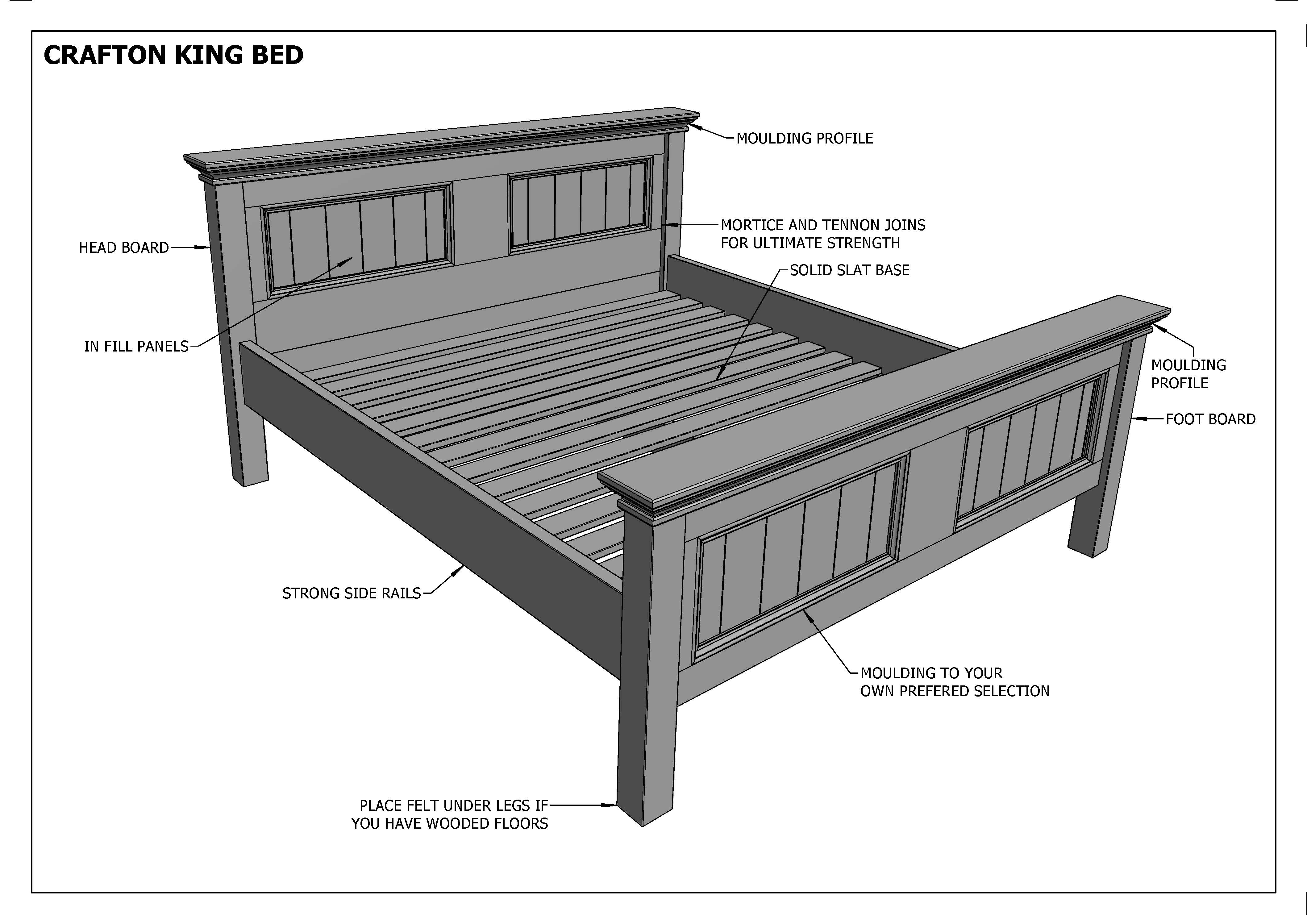 BUILDING PLANS FOR CRAFTON KING SIZE TIMBER BED - MAKE YOUR OWN & SAVE